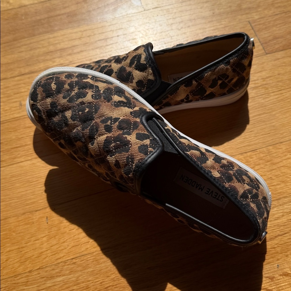 Steve Madden Leopard Print Slip-On Sneakers - Tan/Black - Picture 3 of 3